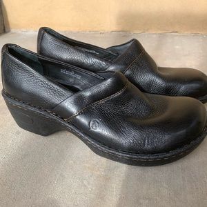 Born black leather clogs size 8